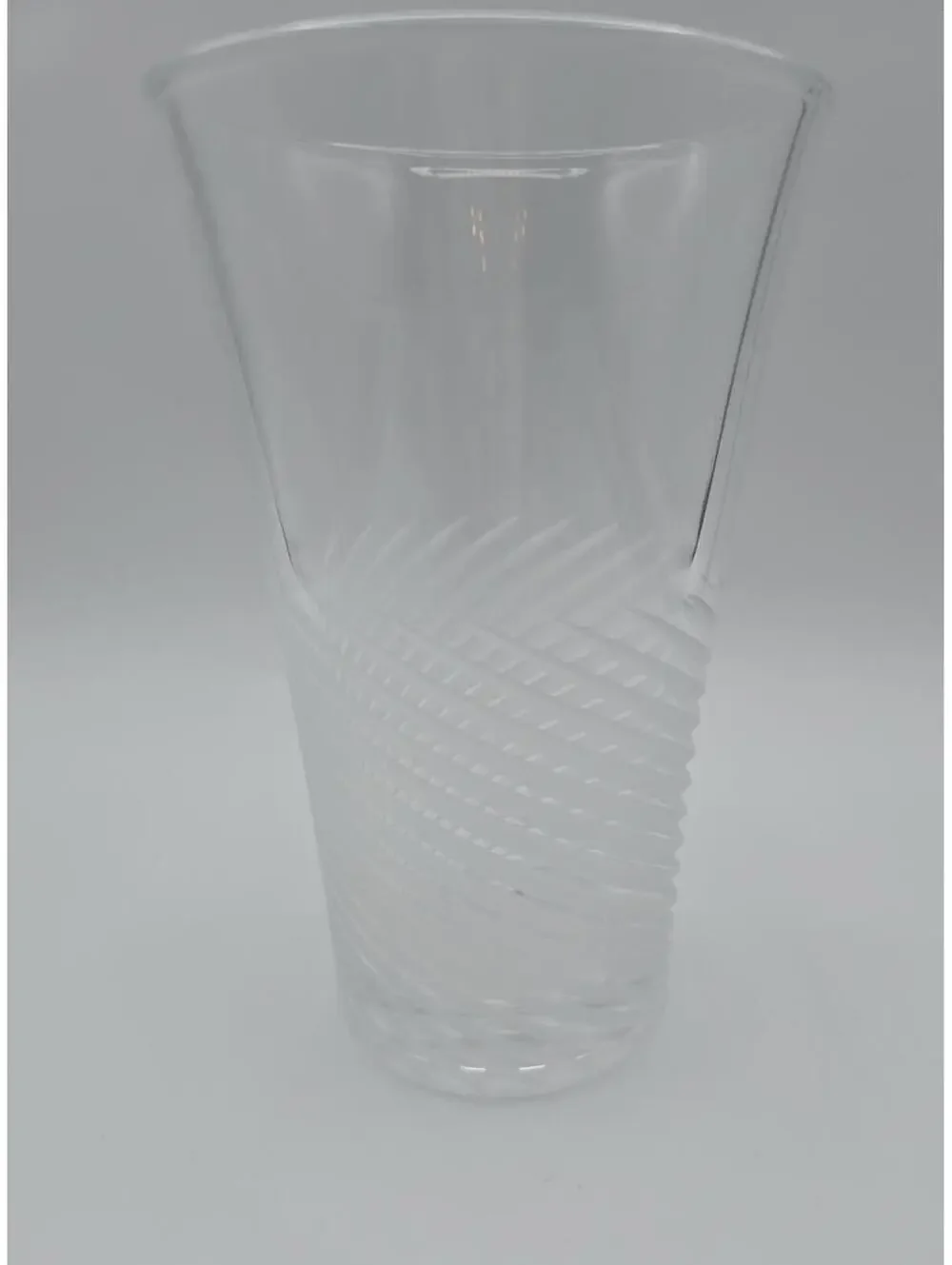 Vintage Cristal d’Arques Durand Spiral Frosted Glass Vase Heavy France